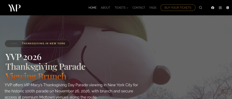 Screenshot of Your VIP Pass 2025 website