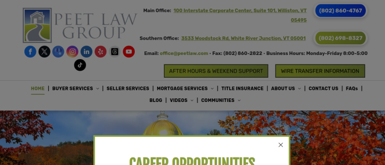 Screenshot of Peet Law Group website