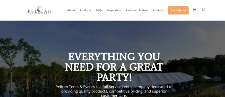 Screenshot of Pelican Tents & Events website
