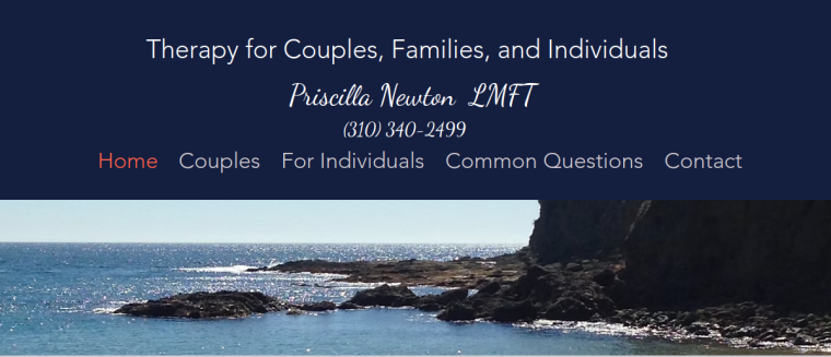 Screenshot of Priscilla Newton LMFT website