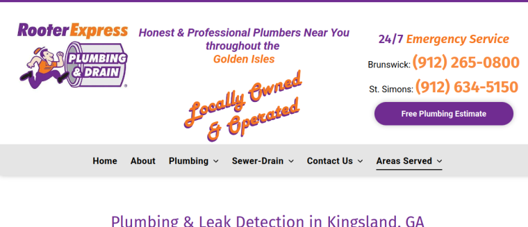 Screenshot of Rooter Express Plumbing & Drain website