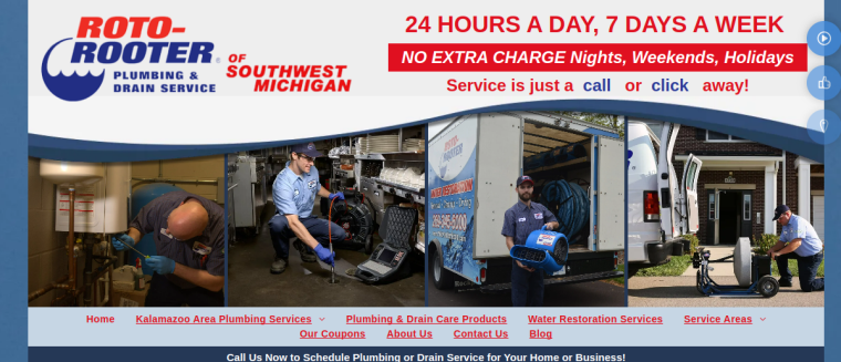 Screenshot of Roto Rooter Plumbing Service website