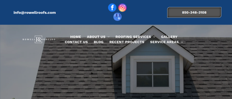 Screenshot of Rowell Roofing website