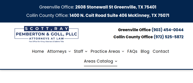 Screenshot of Scott, Ray, Pemberton & Goll, PLLC website
