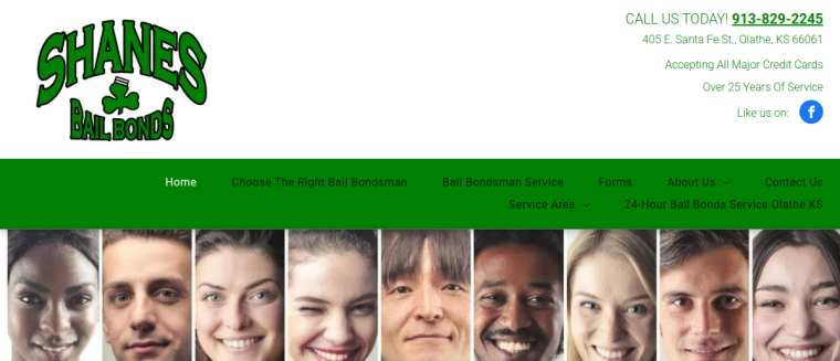 Screenshot of Shane's Bail Bonds website