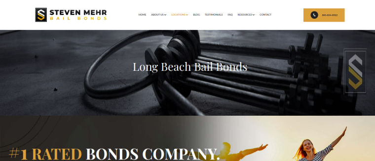 Screenshot of Steven Mehr Bail Bonds website