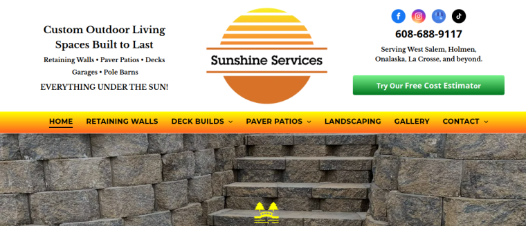 Screenshot of Sunshine Services website