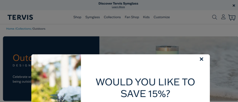 Screenshot of Tervis Tumbler Headquarters website
