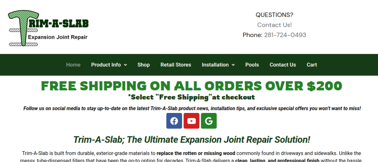 Screenshot of Trim-A-Slab website