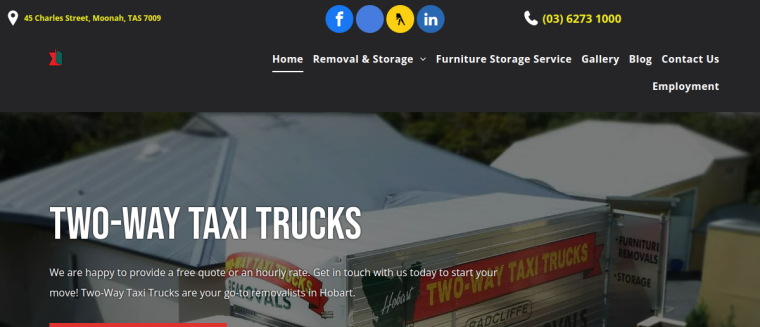 Screenshot of Two Way Taxi Trucks website