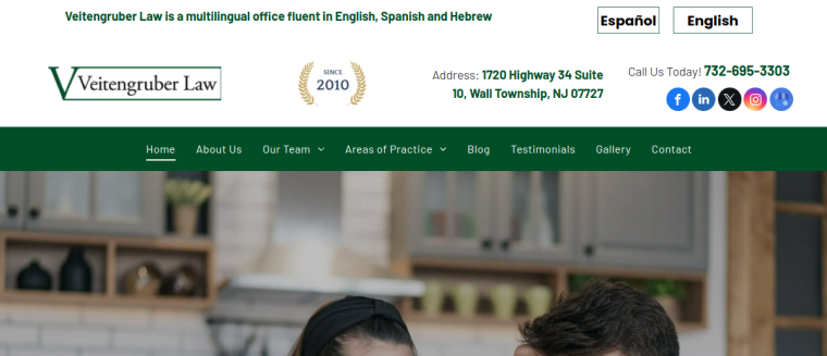 Screenshot of Veitengruber Law website