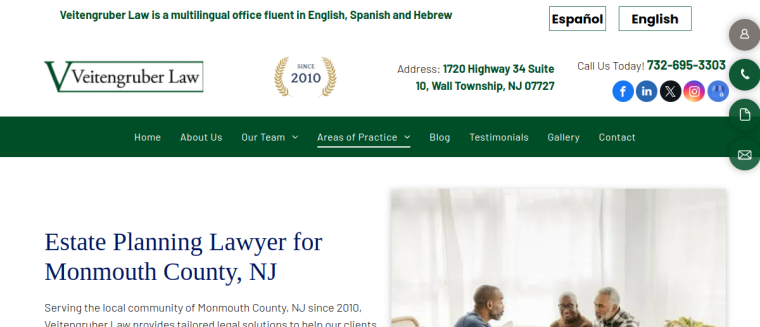 Screenshot of Veitengruber Law website
