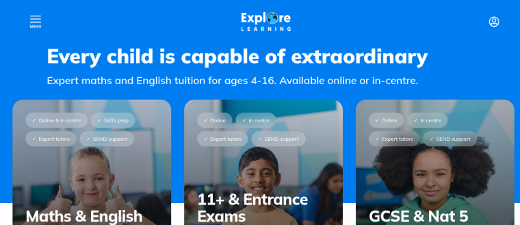 A recent EMEK Studios website — Explore Learning