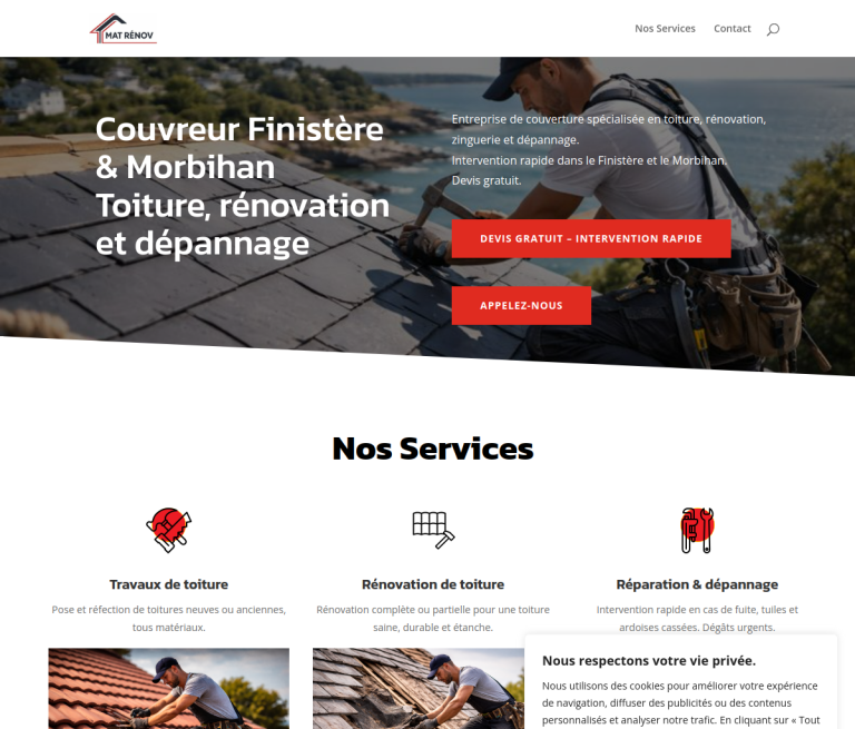 Couvreur Finistère Morbihan sur tablette