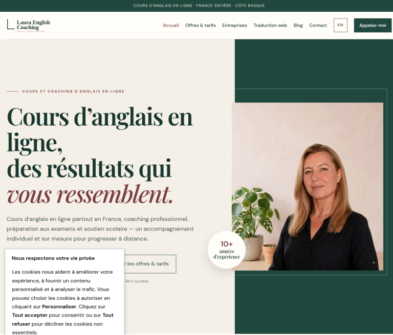 Laura English Coaching sur tablette