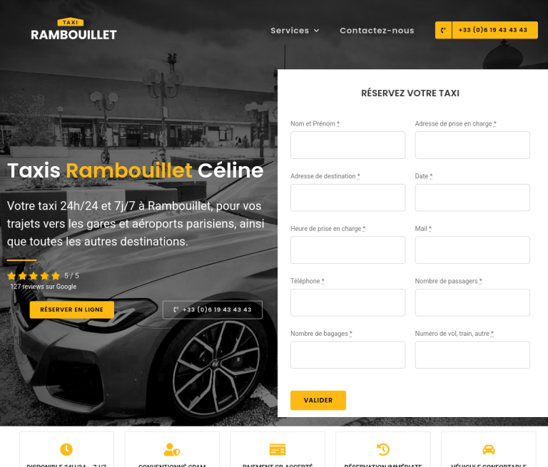 Taxi Rambouillet Céline sur tablette