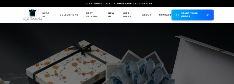 AJ's Collection NG: Premium Gift Wrapping & Bespoke Hampers website preview