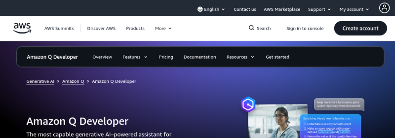 Amazon Q Developer 网站截图