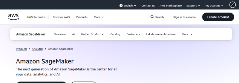 SageMaker 网站截图