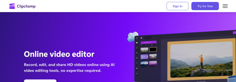 Clipchamp 网站截图