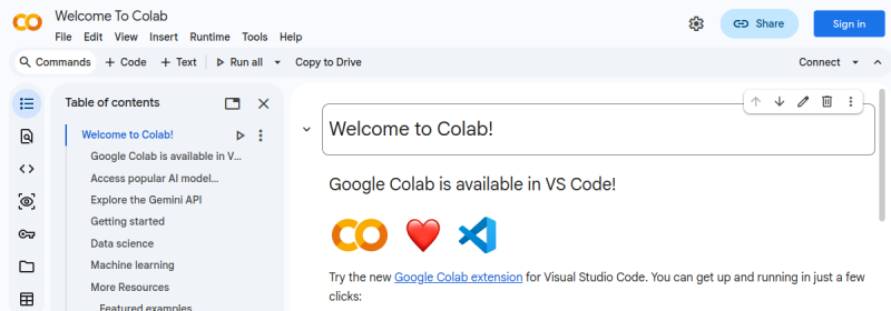 Google Colab 网站截图