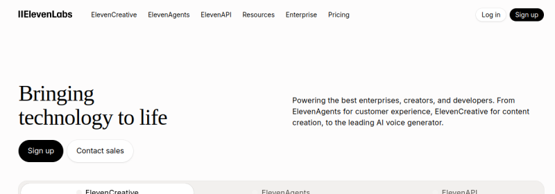 ElevenLabs 网站截图