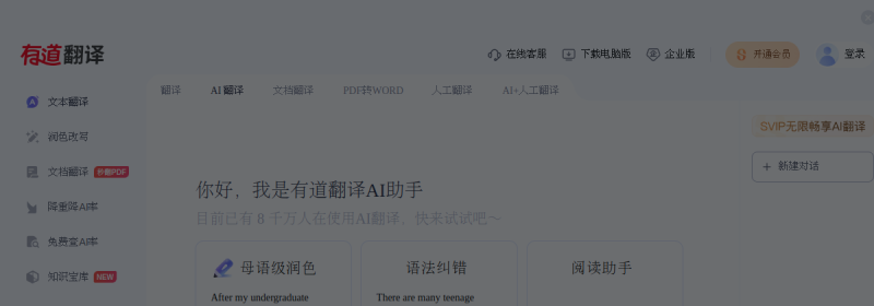 有道翻译 网站截图