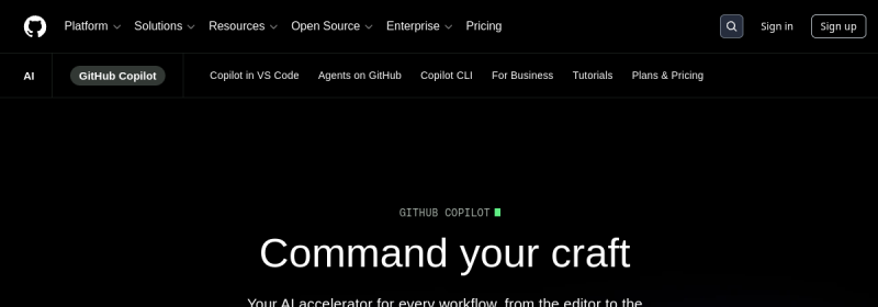 GitHub Copilot 网站截图