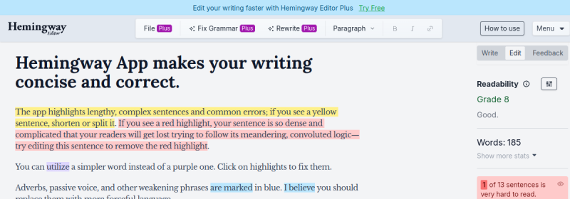 Hemingway Editor 网站截图