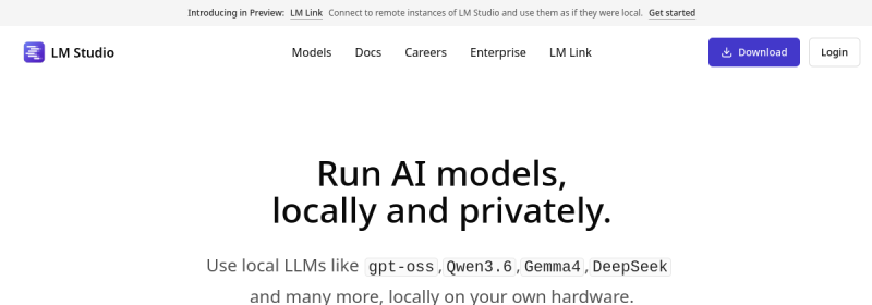 LM Studio 网站截图