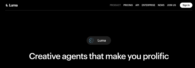 Luma Dream Machine 网站截图