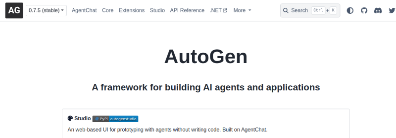 AutoGen 网站截图