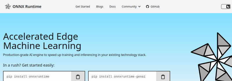 ONNX Runtime 网站截图