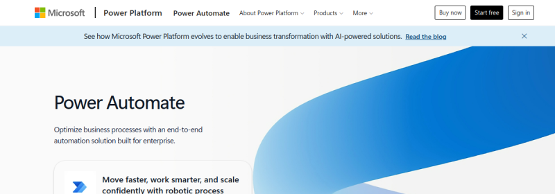 Microsoft Power Automate 网站截图