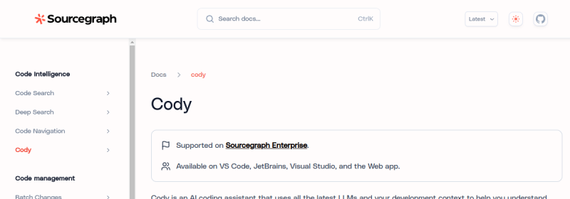 Sourcegraph Cody 网站截图