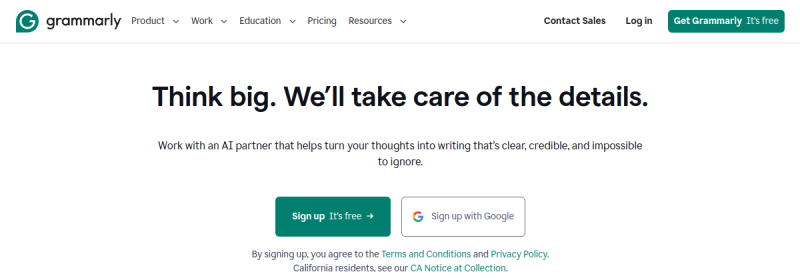 Grammarly 网站截图