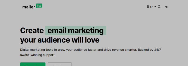 MailerLite 网站截图