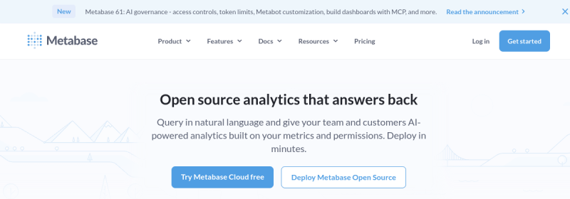 Metabase 网站截图