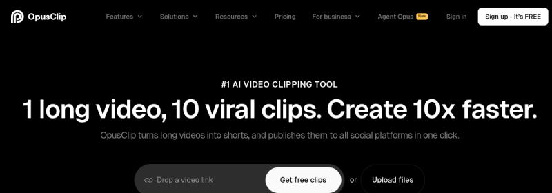 Opus Clip 网站截图