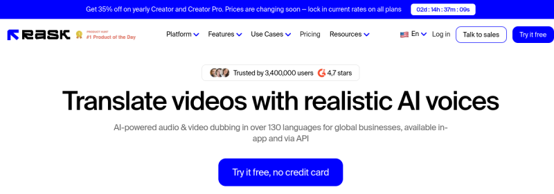 Rask AI 网站截图