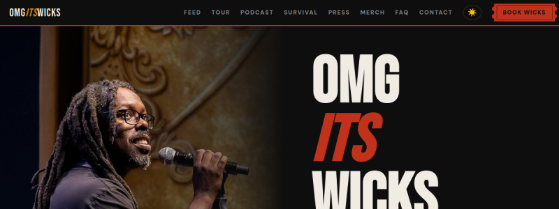 OMG Its Wicks homepage screenshot