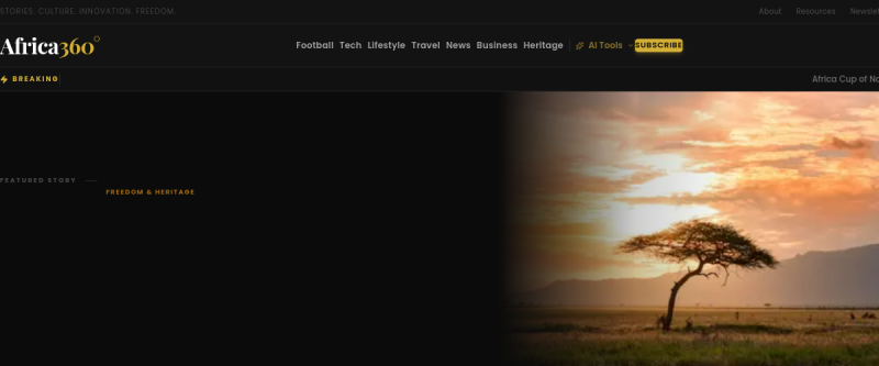 Africa360 Magazine homepage preview