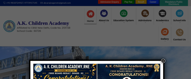 AK Children Academy website screenshot
