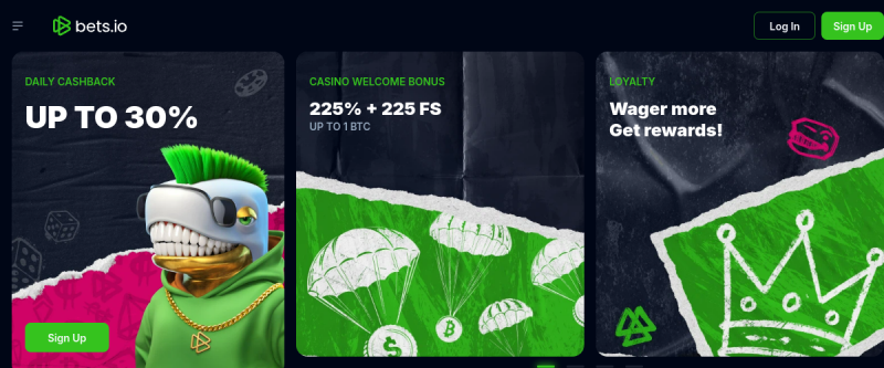 Bets.io Casino Homepage