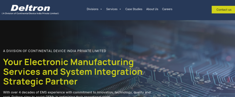 Website screenshot of deltron.in