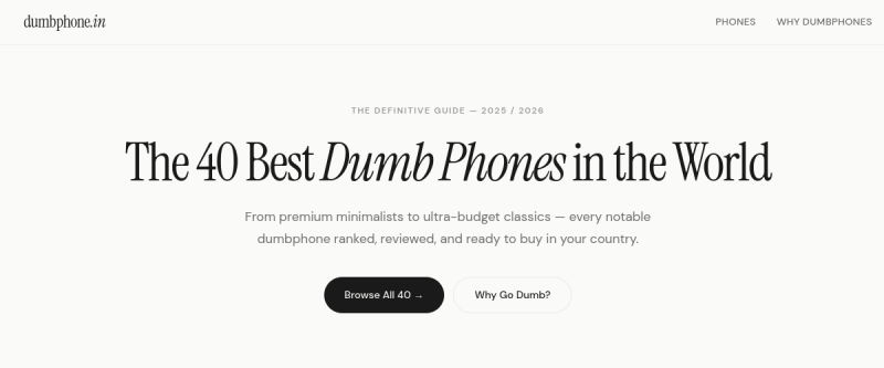 Website screenshot of dumbphone.in