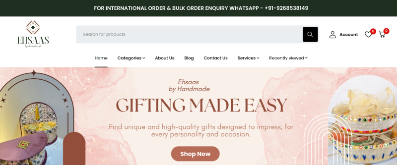 Ehsaas Gifting website screenshot