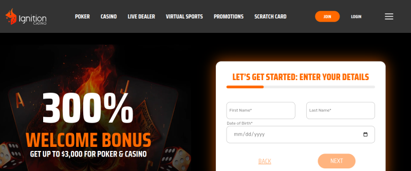 Ignition Casino Homepage