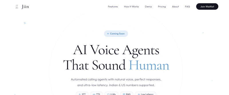 Website screenshot of jiin.in