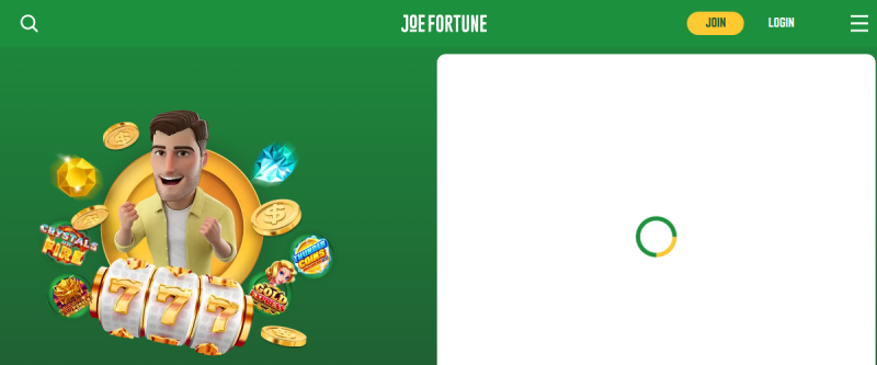 Joe Fortune Casino Homepage